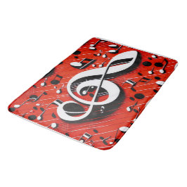 Chic en Trendy Red White en Black Clef Notes Badmat