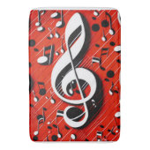 Chic en Trendy Red White en Black Clef Notes Badmat (Voorkant Verticaal)
