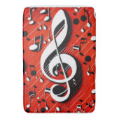 Chic en Trendy Red White en Black Clef Notes Badmat (Voorkant Verticaal)