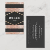 Chic- en trendy striped Black en Copper Sequins Visitekaartje (Voorkant / Achterkant)
