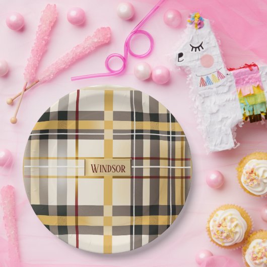 Chic en Trendy Taupe en Gold Pset Papieren Bordje (Feest)