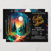 Chic Enchanted Forest Baby shower Kaart (Voorkant / Achterkant)