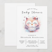 Chic Enchanted Owl Baby shower Kaart (Voorkant / Achterkant)