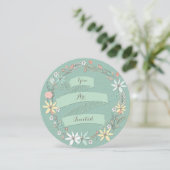 Chic Engagement Party Floral Wreath en Banner Kaart (Staand voorkant)