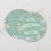 Chic Engagement Party Floral Wreath en Banner Kaart (Voorkant / Achterkant)