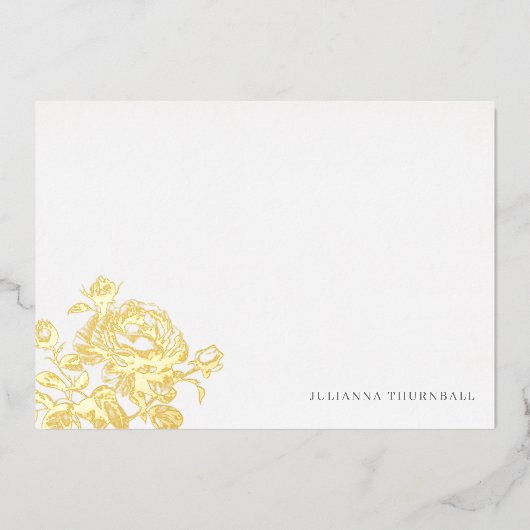 Chic English Roos Luxe Personal Stationery Folie Uitnodiging (Voorkant)