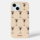 Chic Espresso Bow Patroon Gepersonaliseerd Bruin Case-Mate iPhone Case (Achterkant)