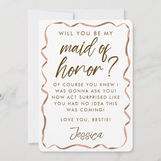 Chic Espresso Martini Maid of Honor Proposal Kaart (Achterkant)