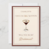 Chic Espresso Martini Thema Bruidsmeisje Voorstel Kaart (Voorkant)