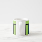Chic Espresso Mok, Blauwe Groene Zwarte Stripes Kop (Achterkant)