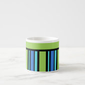 Chic Espresso Mok, Blauwe Groene Zwarte Stripes Kop (Voorkant)
