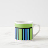 Chic Espresso Mok, Blauwe Groene Zwarte Stripes Kop (Rechts)