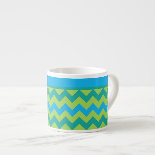 Chic Espresso Mok, Turquoise en Green Chevrons Kop (Voorkant rechts)