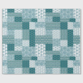 Chic Ethnic Faux Patchwork Patroon, Blauwgroen en  Cadeaupapier (Vlak)