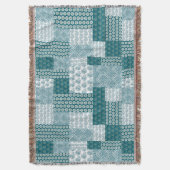 Chic Ethnic Faux Patchwork Patroon, Blauwgroen en  Deken (Voorkant Verticaal)