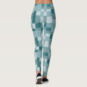 Chic Ethnic Faux Patchwork Patroon, Blauwgroen en Leggings (Achterkant)