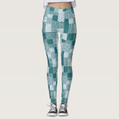 Chic Ethnic Faux Patchwork Patroon, Blauwgroen en Leggings (Voorkant)