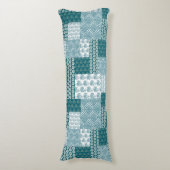 Chic Ethnic Faux Patchwork Patroon, Blauwgroen en Lichaamskussen (Voorkant Verticaal)