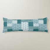 Chic Ethnic Faux Patchwork Patroon, Blauwgroen en Lichaamskussen (Voorkant)