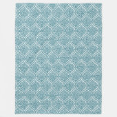 Chic Ethnic Ogee Pattern in Blauwgroen op White Fleece Deken (Voorkant)