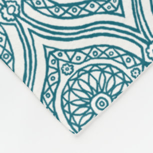 Chic Ethnic Ogee Pattern in Blauwgroen op White Fleece Deken