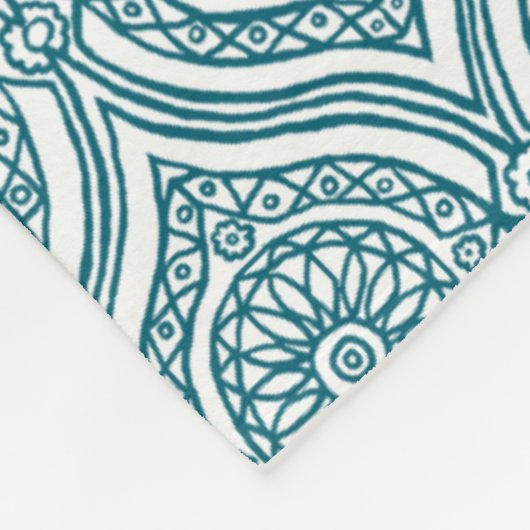 Chic Ethnic Ogee Pattern in Blauwgroen op White Fleece Deken (Hoek)
