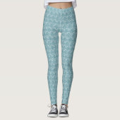 Chic Ethnic Ogee Pattern in Blauwgroen op White Leggings (Voorkant)