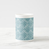 Chic Ethnic Ogee Pattern in Blauwgroen op White Porselein Kop (Voorkant)