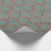 Chic Ethnic Ogee Pattern in Maroon, Blauwgroen en  Cadeaupapier (Hoek)