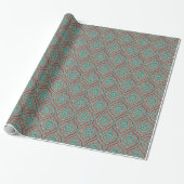 Chic Ethnic Ogee Pattern in Maroon, Blauwgroen en  Cadeaupapier (Uitgerold)