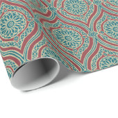 Chic Ethnic Ogee Pattern in Maroon, Blauwgroen en  Cadeaupapier (Rol Hoek)