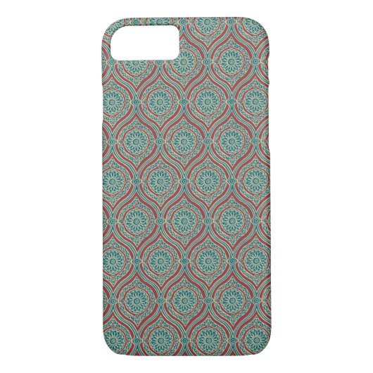 Chic Ethnic Ogee Pattern in Maroon, Blauwgroen en Case-Mate iPhone Case (Achterkant)