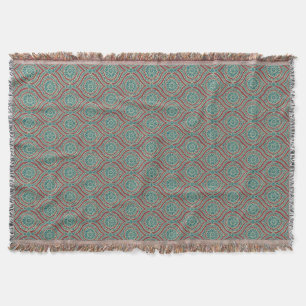 Chic Ethnic Ogee Pattern in Maroon, Blauwgroen en Deken