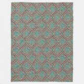 Chic Ethnic Ogee Pattern in Maroon, Blauwgroen en  Fleece Deken (Voorkant)