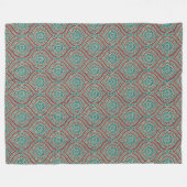Chic Ethnic Ogee Pattern in Maroon, Blauwgroen en  Fleece Deken (Voorkant (Horizontaal))
