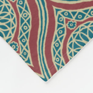Chic Ethnic Ogee Pattern in Maroon, Blauwgroen en  Fleece Deken