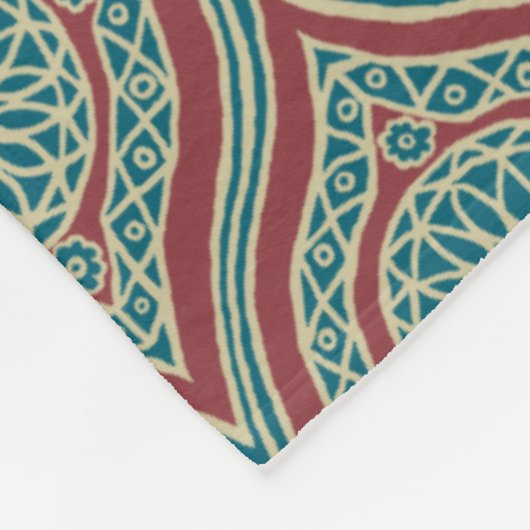 Chic Ethnic Ogee Pattern in Maroon, Blauwgroen en  Fleece Deken (Hoek)