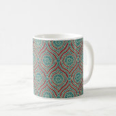Chic Ethnic Ogee Pattern in Maroon, Blauwgroen en  Koffiemok (Voorkant rechts)