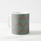 Chic Ethnic Ogee Pattern in Maroon, Blauwgroen en  Koffiemok (Voorkant links)