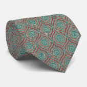 Chic Ethnic Ogee Pattern in Maroon, Blauwgroen en  Stropdas (Opgerold)