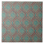 Chic Ethnic Ogee Pattern in Maroon, Blauwgroen en  Tegeltje (Voorkant)