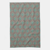 Chic Ethnic Ogee Pattern in Maroon, Blauwgroen en Theedoek (Verticaal)