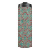 Chic Ethnic Ogee Pattern in Maroon, Blauwgroen en  Thermosbeker (Voorkant)