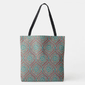 Chic Ethnic Ogee Pattern in Maroon, Blauwgroen en Tote Bag (Voorkant)