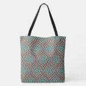 Chic Ethnic Ogee Pattern in Maroon, Blauwgroen en  Tote Bag (Achterkant)