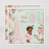 Chic Ethnic Paris Princess in Tutu Baby shower Kaart (Voorkant / Achterkant)