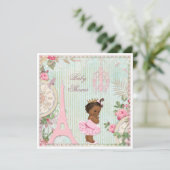 Chic Ethnic Paris Princess in Tutu Baby shower Kaart (Staand voorkant)