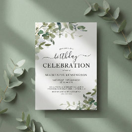 Chic Eucalyptus Birthday Party Celebration Kaart