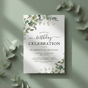Chic Eucalyptus Birthday Party Celebration Kaart