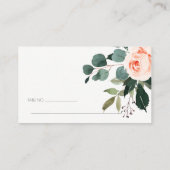 Chic Eucalyptus Blush Roos Pink Floral Weddenschap Plaatskaartje (Achterkant)